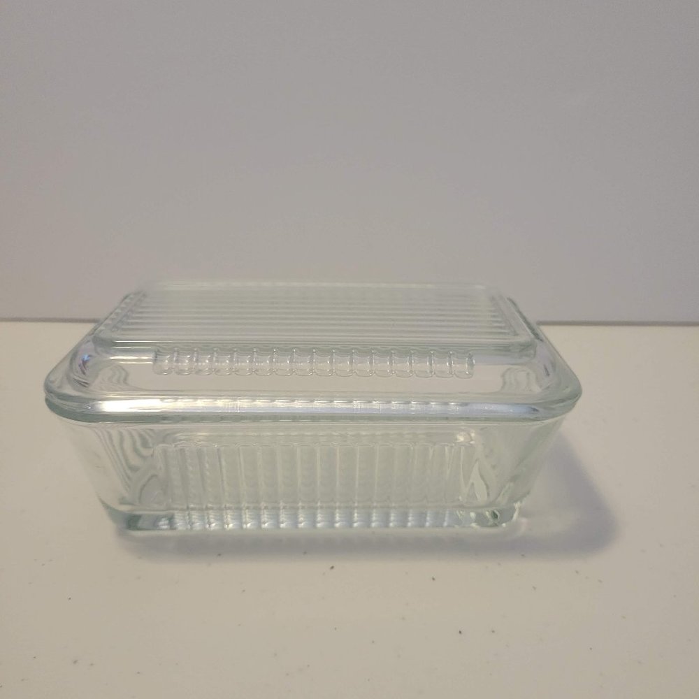 Glass Butter Dish with Lid Vintage